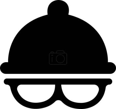 Illustration for Incognito icon with hat and eyeglasses. Spy agent black vector flat and filled logotype isolated on transparent background. Browse in private. Detective icon for mobile or web design. - Royalty Free Image
