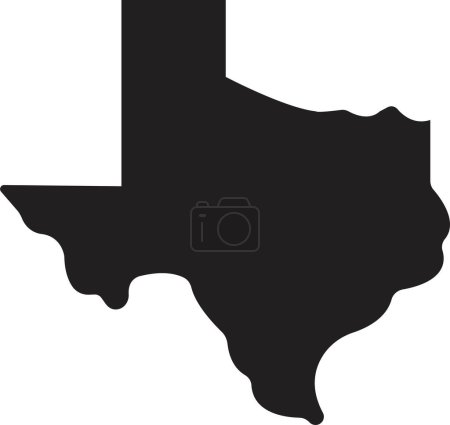 Icono de mapa de Texas, mapa de Texas aislado sobre fondo transparente, vector negro plano. State Border, United State, Variations (en inglés). Mapa americano de póster, pancarta, camiseta. Mapa cartográfico de Design USA.