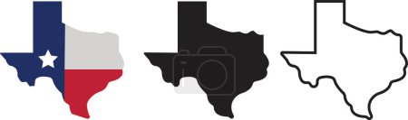 Ilustración de Conjunto de iconos de mapa de Texas, mapa de Texas aislado sobre fondo transparente, mejor colección de vectores. State Border, United State, Variations (en inglés). Mapa americano de póster, pancarta, camiseta. Mapa cartográfico de Design USA - Imagen libre de derechos
