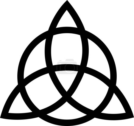 Icono de signo Triquetra. Hoja como celta simple símbolo negro línea vector Trikvetr nudo con círculo Potencia de tres tribus vikingas para tatuaje imagen de estilo plano aislado sobre fondo transparente