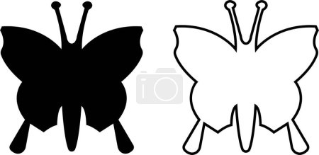 Butterflies silhouette black drawing flat or line icon set. Flaying butterflies vector collection isolated on transparent background. Use for graphic design, beauty, web and mobile app.