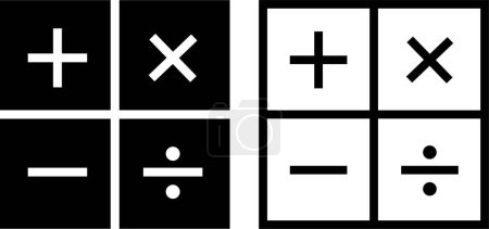 Mathematical symbols icon set for design. Easily editable flat line vector collection isolated on black and white. Calculator symbol for website and mobile app. Plus, minus sign.