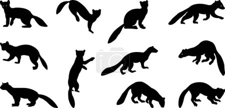 Marten silhouettes. marten icon set from animals element collection wildlife outline vector isolated on transparent background flat black icon marten sign, symbol for web and mobile