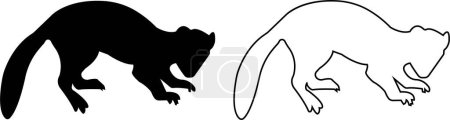 Silhouettes de martre. marten icon set from animals element collection wildlife outline vector isolated on transparent background flat and line black icon marten sign, symbol for web and mobile