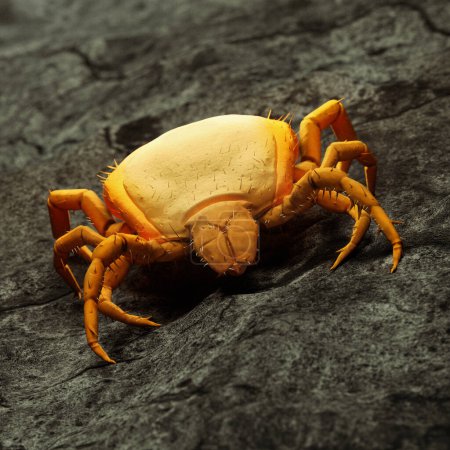 Photo for 3D illustration of a detailed tick: SEM Electron Microscope Replica in orange colour - Royalty Free Image