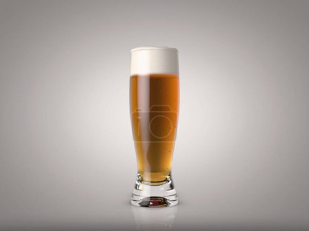 Refreshing glass of beer perfect foam on white background: A high quality CGI 3D rendered illustration with room for text and titles.