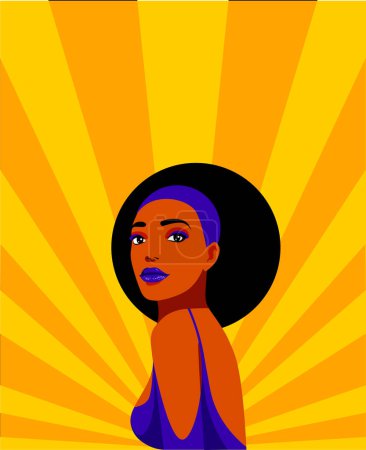 Konzeptuelle Illustration einer afro-kolumbianischen Frau aus El Caribe, Kolumbien. Kulturelle Vielfalt, Lateinamerika, Karibik.