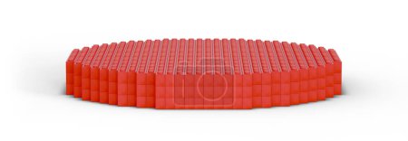 Kunststoffziegel rotes Rundpodest, modernes Podest und Podest, Standbühne, Zylinder, runde leere Bühnen und Podiumstreppe 3D-Vorlage für Auszeichnungen, Markenproduktpräsentationsvorlage, isolieren