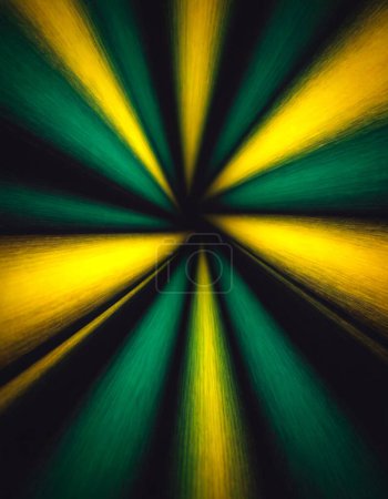 Organic tunnel in brush-painted texture with vanishing point and blur in opaque green and dark golden yellow and black banner copy space backdrop