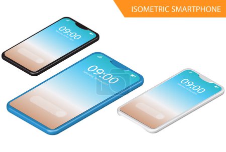 Illustration for Modern Isometric Mockup Phone Illustration With Gradient, Suitable for Diagrams, Infographics, Game Asset, And Other Graphic Related Assets - Royalty Free Image