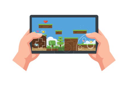 illustration of playing games using a smartphone, Suitable for Diagrams, Game Asset, And Other asset