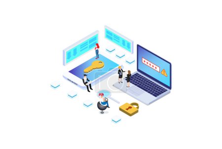 Illustration for Modern Isometric Privacy Protection Illustration, Web Banners, Suitable for Diagrams, Infographics, Book Illustration, Game Asset, And Other Graphic Related Assets - Royalty Free Image
