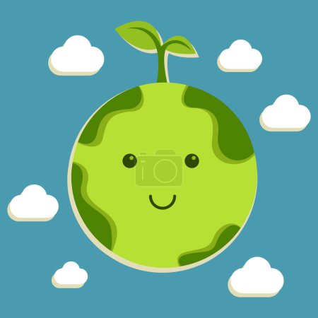 Green Earth Vector graphic cartoon character illustration. Suitable for placement in go green content and Earth Day events.