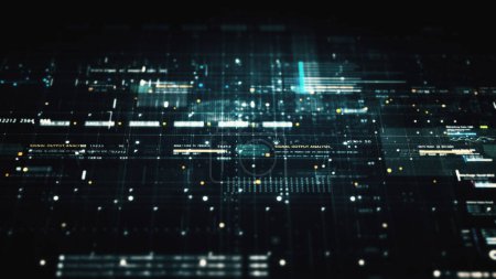 Téléchargez les photos : Futuriste matrice numérique particules grille réalité virtuelle abstrait cyberespace environnement arrière-plan - en image libre de droit