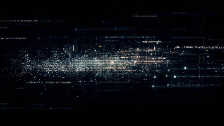 Téléchargez les photos : Futuriste numérique généré mouvement abstrait matrice cyber environnement Big Data analytique artificielle simulation intelligente pour arrière-plan numérique - en image libre de droit