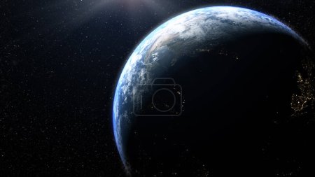 3D-Darstellung. Globales Positionierungssystem GPS von Navigationssatelliten oder Satelliten überträgt Daten rund um den Planeten Erde
