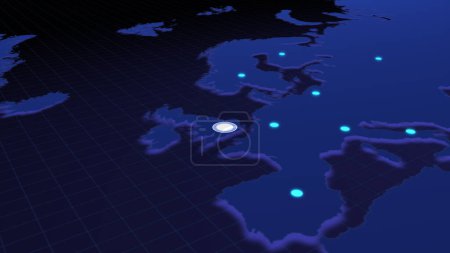 Téléchargez les photos : Connectivité mondiale de Londres, Angleterre à d'autres grandes villes du monde. Technologie et connexion réseau, concept de trading et de voyage. Élément de carte du monde fourni par la NASA - en image libre de droit