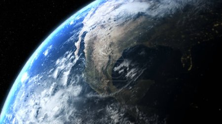 Foto de 3D renderizado, planeta holográfico generado digitalmente futurista Tierra para la visualización de cabeza arriba y diseño de interfaz de usuario - Imagen libre de derechos
