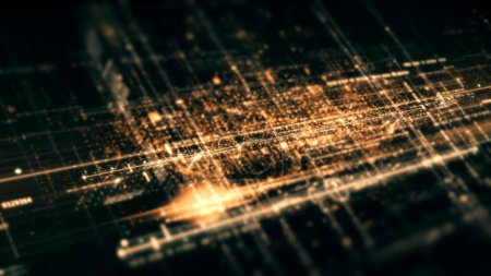 Téléchargez les photos : Futuriste numérique généré mouvement abstrait matrice cyber environnement Big Data analytique artificielle simulation intelligente pour arrière-plan numérique - en image libre de droit