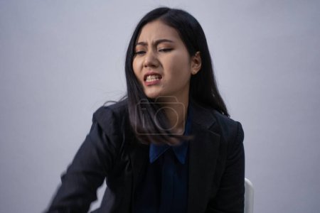 Photo for Portrait of a young Asian business woman in various poses, studio shot, business concept, isolated background - Royalty Free Image