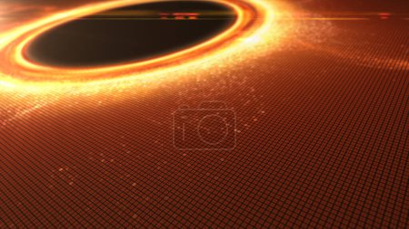Téléchargez les photos : Simulation futuriste de l'affichage tête haute d'un trou noir une région de l'espace-temps montrant des effets gravitationnels si forts que rien ne peut échapper - en image libre de droit