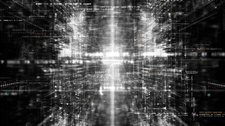Foto de Simulación futurista del concepto de red 5G, aprendizaje profundo de la inteligencia artificial que realiza la exhibición computacional analítica del head up - Imagen libre de derechos