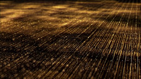 Téléchargez les photos : Futuriste numérique généré doré abstrait mouvement de grille de particules de mise au point dans l'environnement cyberespace arrière-plan - en image libre de droit
