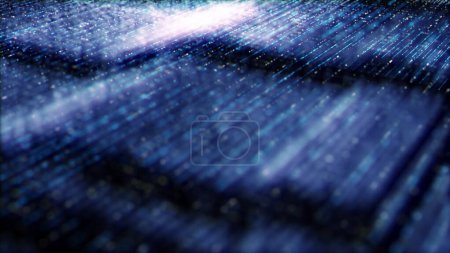Photo for Futuristic digital generated image abstract matrix particles de-focus grid in cyber space digital background environment - Royalty Free Image