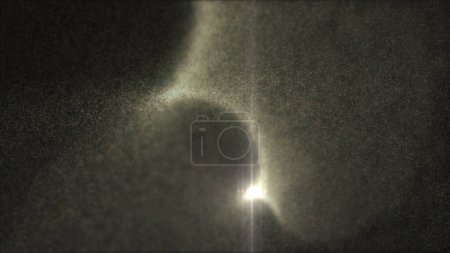 Téléchargez les photos : Défocaliser mystérieuses particules de poussière illuminées scintillantes flottant dans l'abîme pour la célébration et le thème festif texture abstraite fond - en image libre de droit