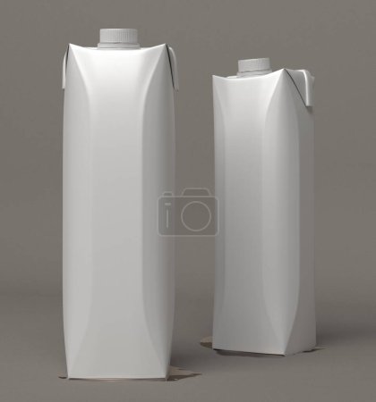Foto de Maqueta de envase de cartón de un litro para productos lácteos y zumos de frutas maqueta para diseño y presentación - Imagen libre de derechos