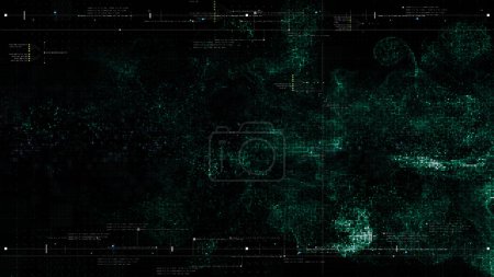 Foto de Secuencia holográfica futurista de datos simulación de redes neuronales artificiales análisis de inteligencia head up display background - Imagen libre de derechos