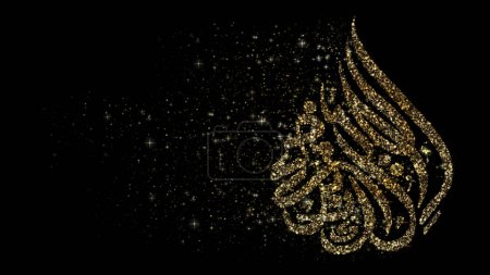 Photo for Eid Al Adha Mubarak or the Festival of Sacrifice for the Muslim community background decorations with elegant arabesque calligraphy text particles design - Royalty Free Image
