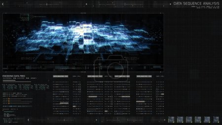 Foto de Simulación holográfica futurista de redes neuronales artificiales, aprendizaje profundo de inteligencia artificial que realiza análisis computacional head up display background - Imagen libre de derechos
