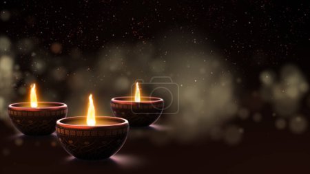 Photo for Diwali, Deepavali or Dipawali the popular Hindu festivals of lights, symbolizes the spiritual "victory of light over darkness, good over evil, and knowledge over ignorance. Background decoration - Royalty Free Image