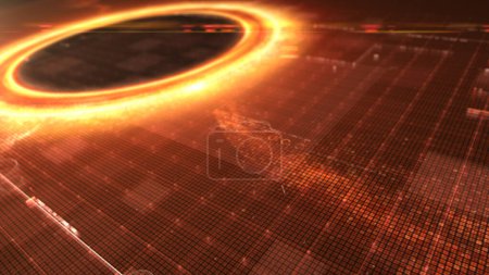 Téléchargez les photos : Simulation futuriste de l'affichage tête haute d'un trou noir une région de l'espace-temps montrant des effets gravitationnels si forts que rien ne peut échapper - en image libre de droit