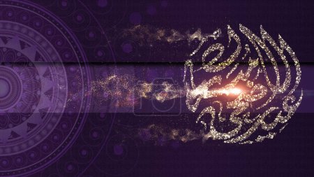 Téléchargez les photos : Aïd Al Adha Moubarak ou le Festival du sacrifice pour la communauté musulmane décorations de fond avec mandala arabesque élégant et design calligraphie particules design - en image libre de droit