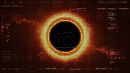 Photo for Futuristic head up display simulation of a Black Hole a region of space-time exhibiting such strong gravitational effects that nothing can escape - Royalty Free Image