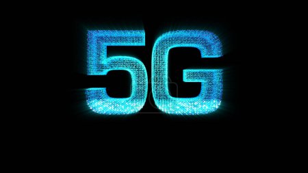 Photo for Futuristic 3d rendering, 3d illustration, holographic 5G icon digital wireless high speed fifth innovative generation for cellular network connectivity, high speed Internet broadband network and telec - Royalty Free Image
