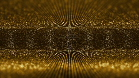 Foto de Escenario virtual futurista partículas doradas y luces de elegancia patrón de brillo abstracto para espectáculo de teatro y video jockey loop fondo - Imagen libre de derechos