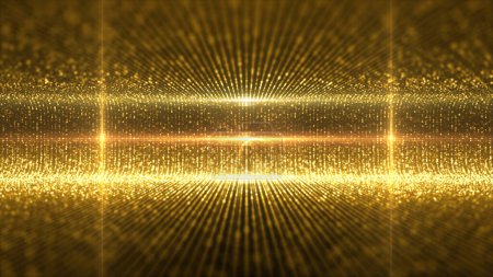 Foto de Escenario virtual futurista partículas doradas y luces de elegancia patrón de brillo abstracto para espectáculo de teatro y video jockey loop fondo - Imagen libre de derechos