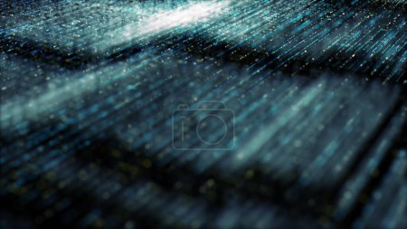 Téléchargez les photos : Futurist digital generated image abstract matrix particles dé-focus grid in cyber space digital background environment - en image libre de droit