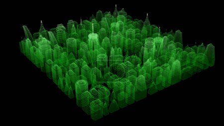 Foto de Representación 3D Digital Cyber City Partículas HUD Fondo - Imagen libre de derechos