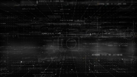 Simulación futurista de blockchain criptomoneda del concepto de minería criptográfica hash, realizando analítica computacional. Head Up fondo de pantalla