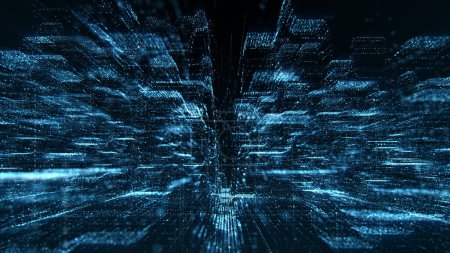 Foto de Simulación futurista de blockchain criptomoneda del concepto de minería criptográfica hash, realizando analítica computacional. Head Up fondo de pantalla - Imagen libre de derechos