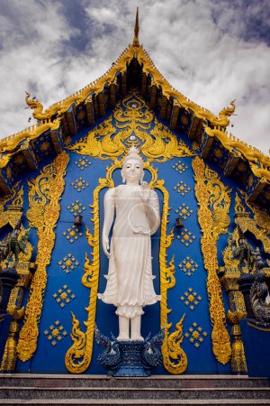 Photo for Wat Rong Suea Ten or The Blue Temple translates as House of the dancing tiger A monumental, modern Buddhist temple distinguished by its vivid blue coloring & elaborate carvings in Chiang Rai Province - Royalty Free Image