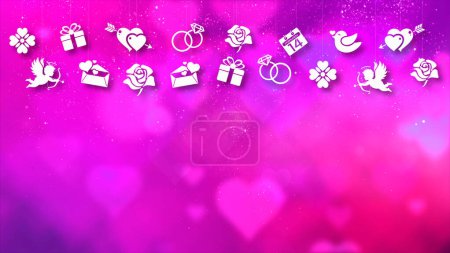 Photo for Happy Valentine theme decoration motion particles animation with drop down graphic icons associated with Valentine theme background - Royalty Free Image