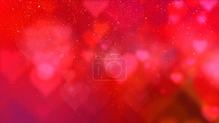 Téléchargez les photos : Rouge Valentine coeur coulant et fond de particules scintillantes - en image libre de droit