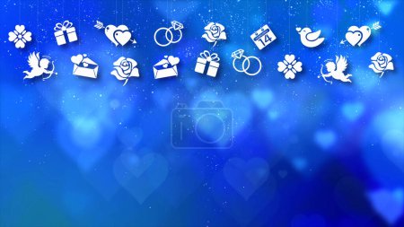 Photo for Happy Valentine theme decoration motion particles animation with drop down graphic icons associated with Valentine theme background - Royalty Free Image