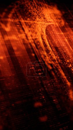 Photo for Futuristic abstract de-focus data matrix, meta, metaverse, telemetry and encrypt numbers display with particles simulation in cyber space environment for head up display background - Royalty Free Image