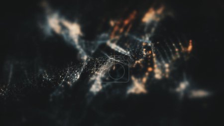 Foto de Las partículas digitales flotantes se forman en el fondo abstracto de la tecnología cibernética del abismo - Imagen libre de derechos
